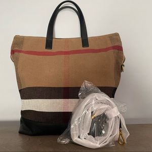 Burberry Mega check black handles w strap oversized tote